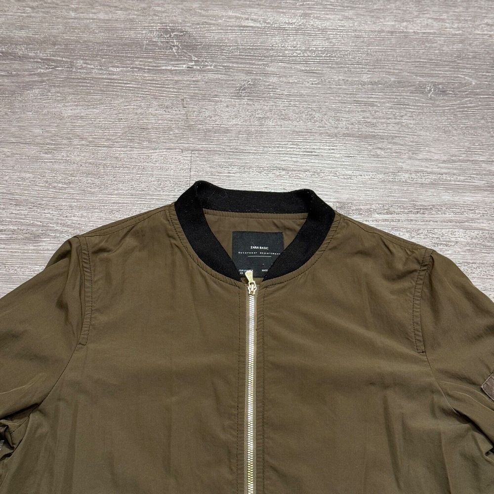 Zara Jacket Womens Extra‎ Small Green Pockets Bomber Basics Herrington Casual - Picture 2 of 9